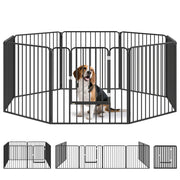 Recinto per Cani Modulabile 8 Pannelli ¨C Zephmum ¨C Acciaio Nero 164x164x80 cm