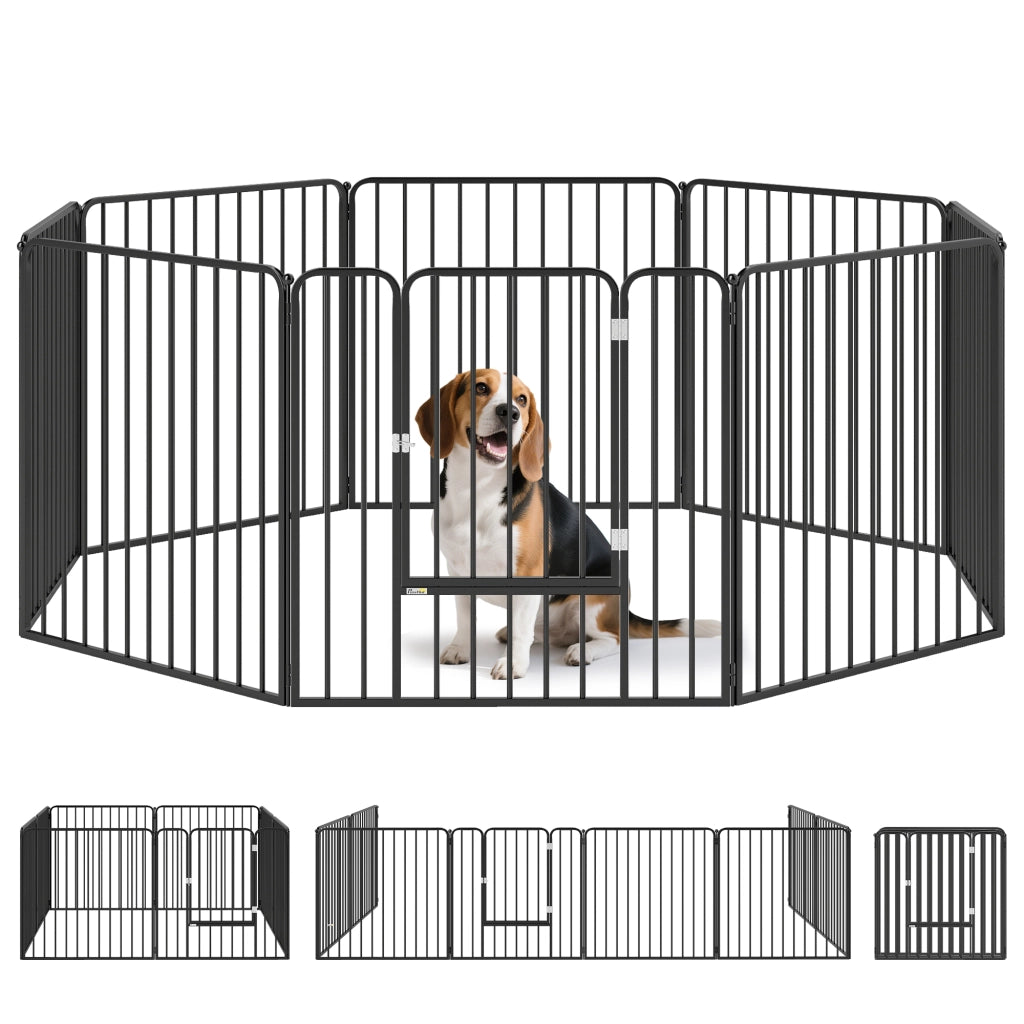 Recinto per Cani Modulabile 8 Pannelli ¨C Zephmum ¨C Acciaio Nero 164x164x80 cm