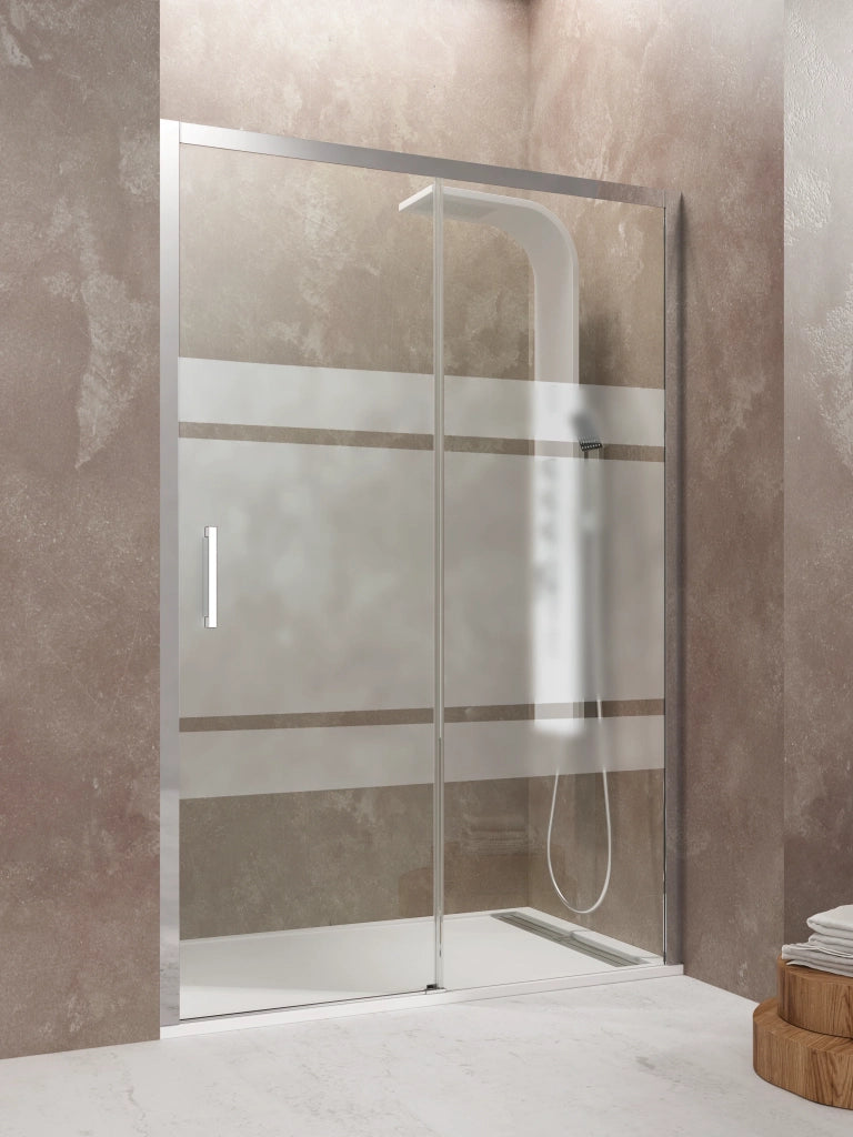 Box doccia frontale AKTUAL 1 fisso + 1 scorrevole 170 cm cromo vetro trasparente