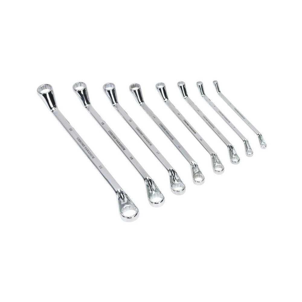 Trade Shop - Set 8 Pezzi Chiavi Chiave Anello Anelli Ring Spanner 6 A 20 Mm 7 A 22 Mm Fisse Acciaio -