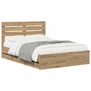 Bed Frame with Storage and Headboard Artisan Oak 120 x 200 cm 3445805