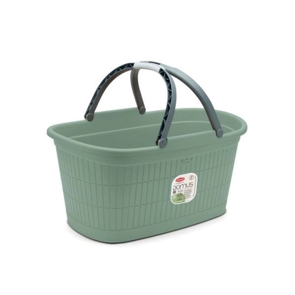 Cesta Bucato Multiuso Ovale Domus Green Tea con Manici 58 x 38 x 29,5 cm