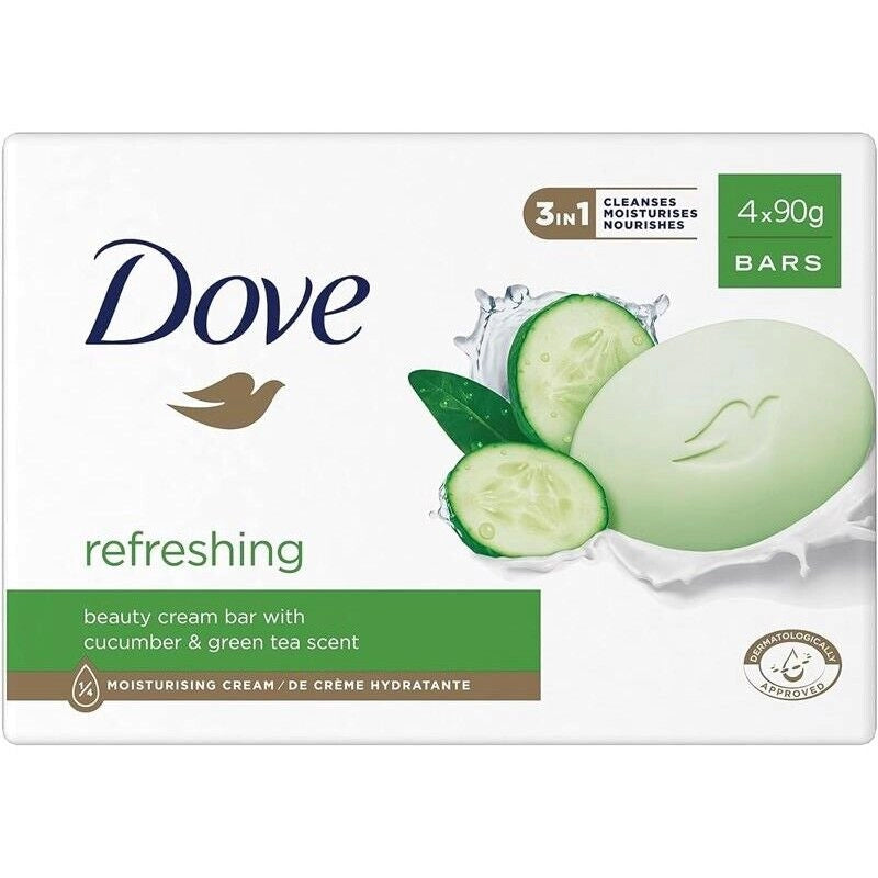 DOVE SAPONETTA CREMOSA REFRESHING 4 PEZZI X 90 GRAMMI CUCUMBER & TEA GREEN