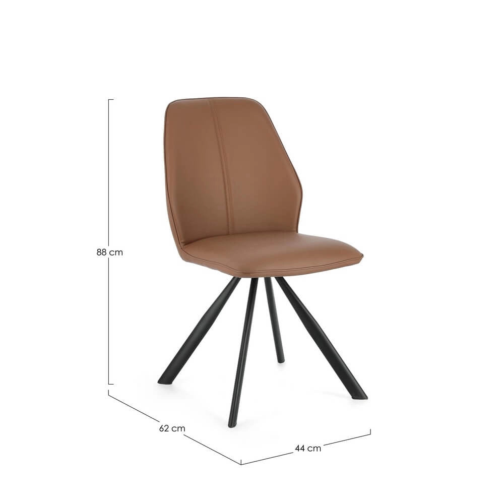 Set di 4 Sedie Imbottite in Similpelle con Gambe in Acciaio - LEO