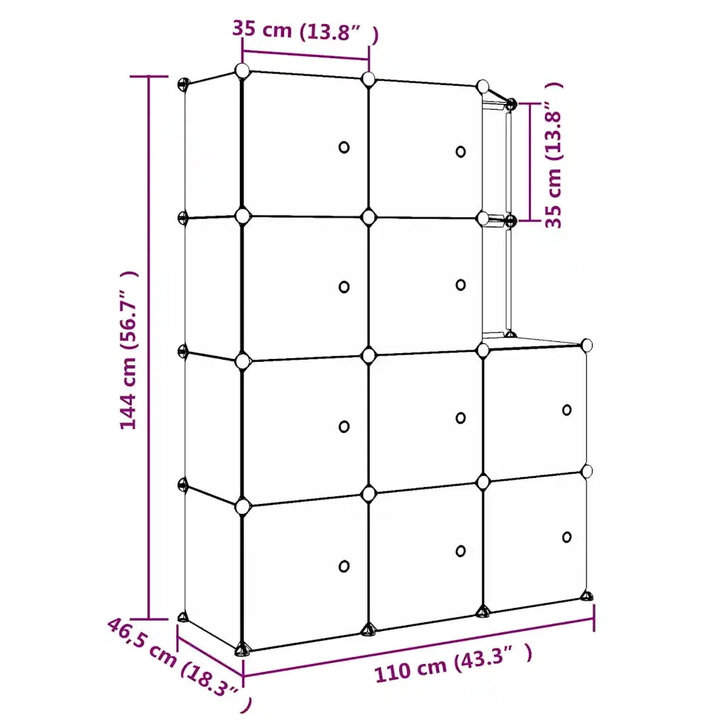 Scaffale Portaoggetti per Bambini con 10 Cubi Neri in PP CFW2966867