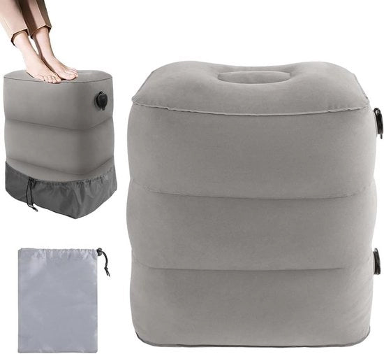 Supporto per Piedi Inflabile a 3 Livelli con Altezza Regolabile e Cuscino Inflabile per Viaggi - Accessori per Viaggi in Aereo, Auto, Treno, Ufficio e Casa