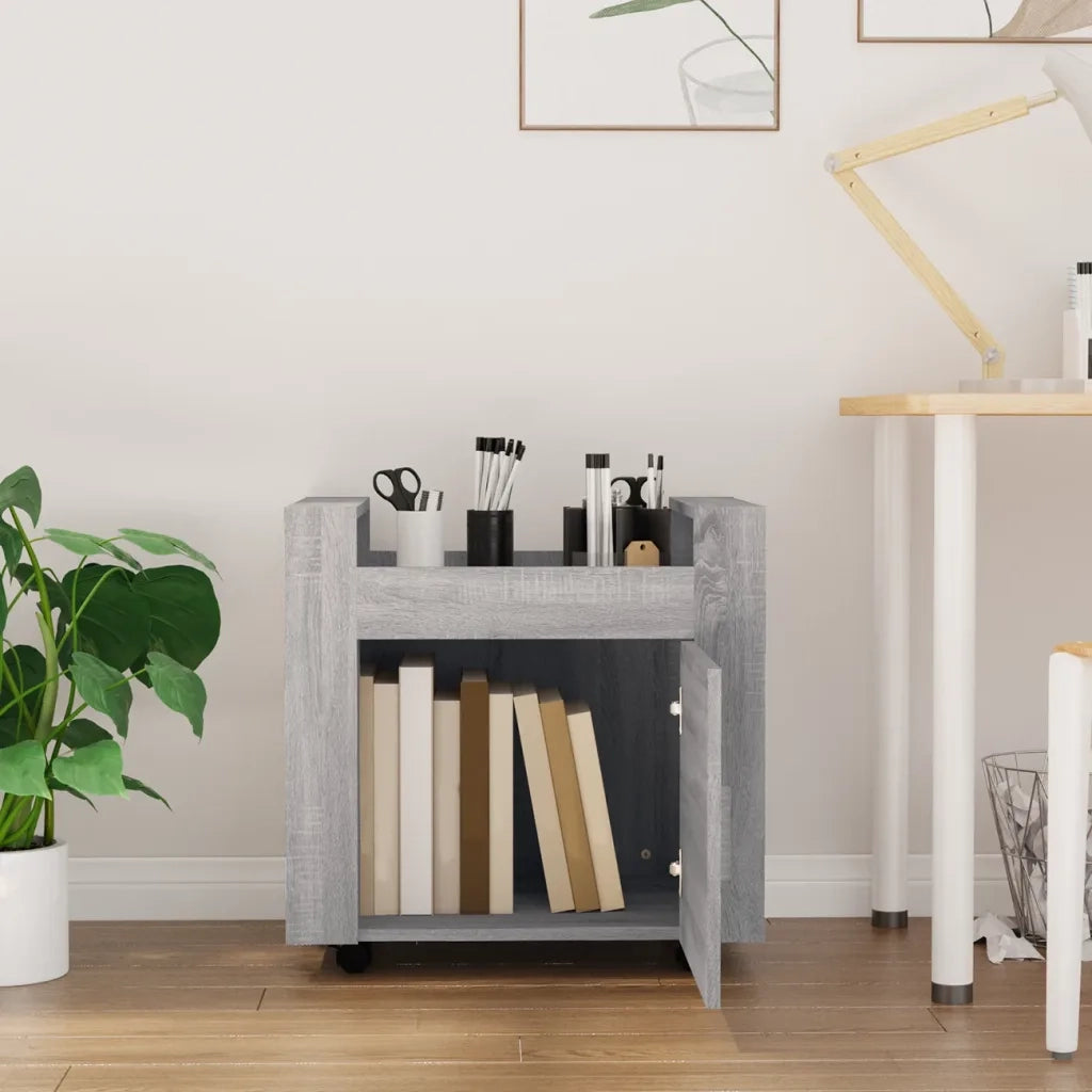 Carrello Scrivania Grigio Sonoma 60x45x60 cm Legno Multistrato 816614