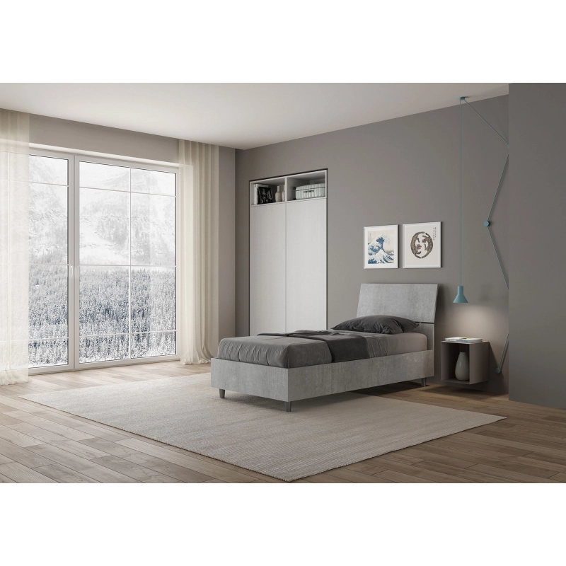Letto Singolo 80x190 cm testata inclinata Demas - Senza rete,Grigio