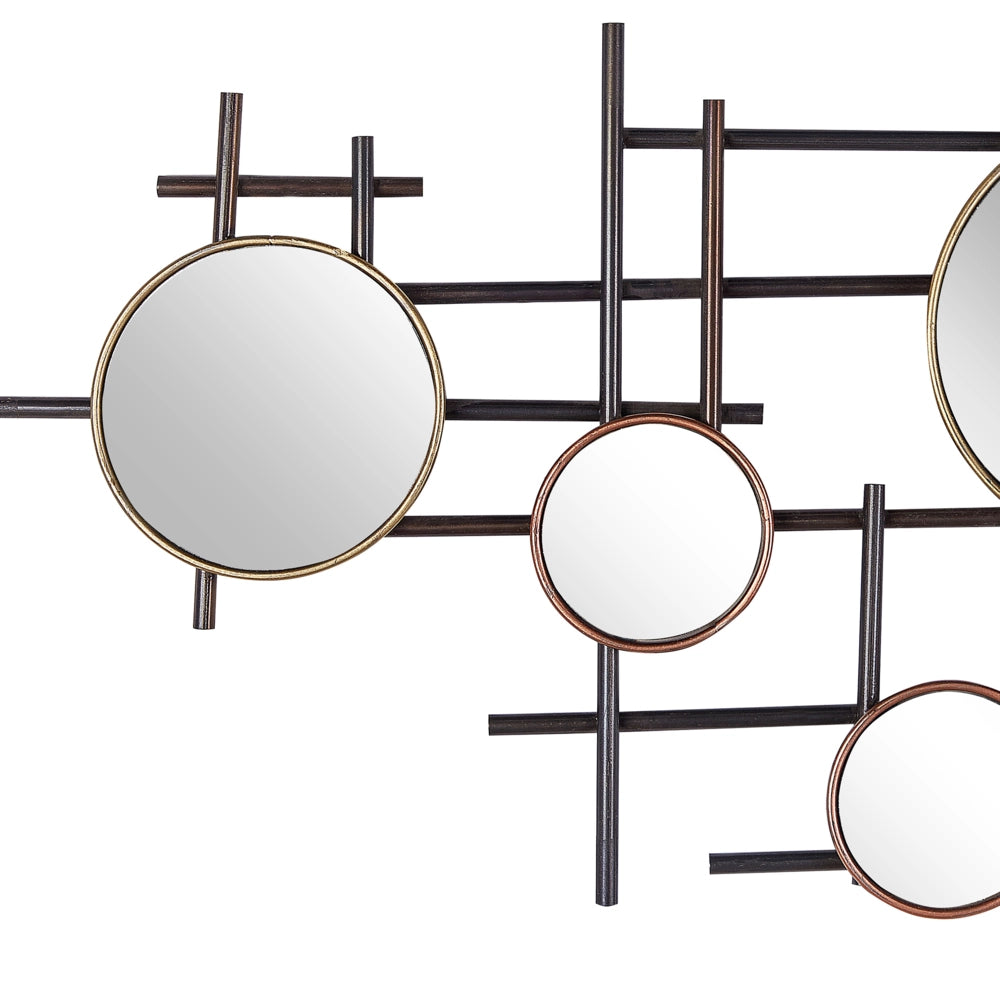 Specchio da parete Nero con decorazione in metallo dorato 10 pezzi 113 x 55 cm Pezzo contemporaneoy Glam Design