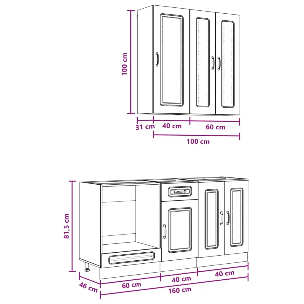 Unità Cucina KALMAR 5 pz Nero Legno ingegnerizzato 3438246
