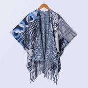 Nuovo scialle double face spesso, stile retr¨°, ampia cappa da donna.