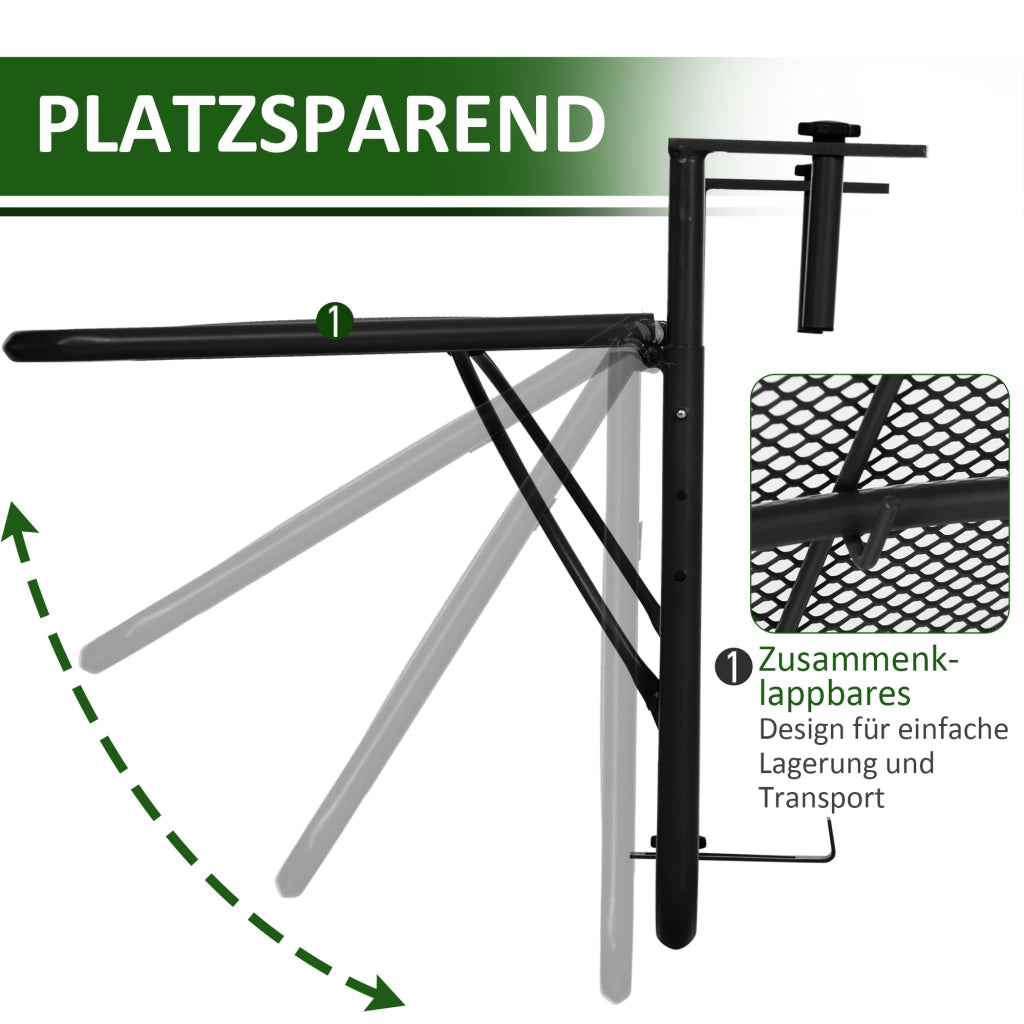 Tavolino da Balcone Regolabile in Altezza ¨C MINIMAL ¨C Metallo Nero 60x56,5x45