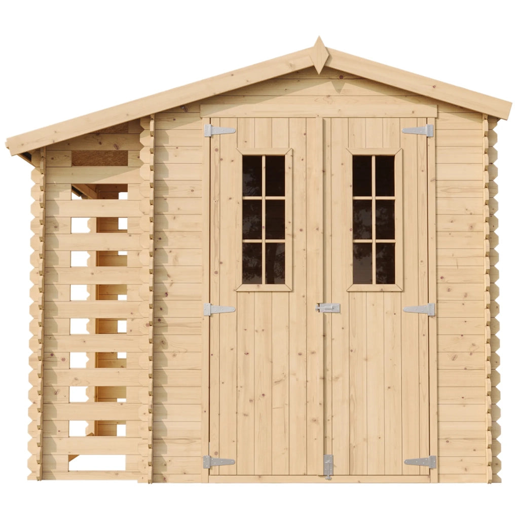 Casetta da Giardino in Legno con Legnaia da Esterno - 3,53 m2 + 0,97 m2 - TIMBELA M386C