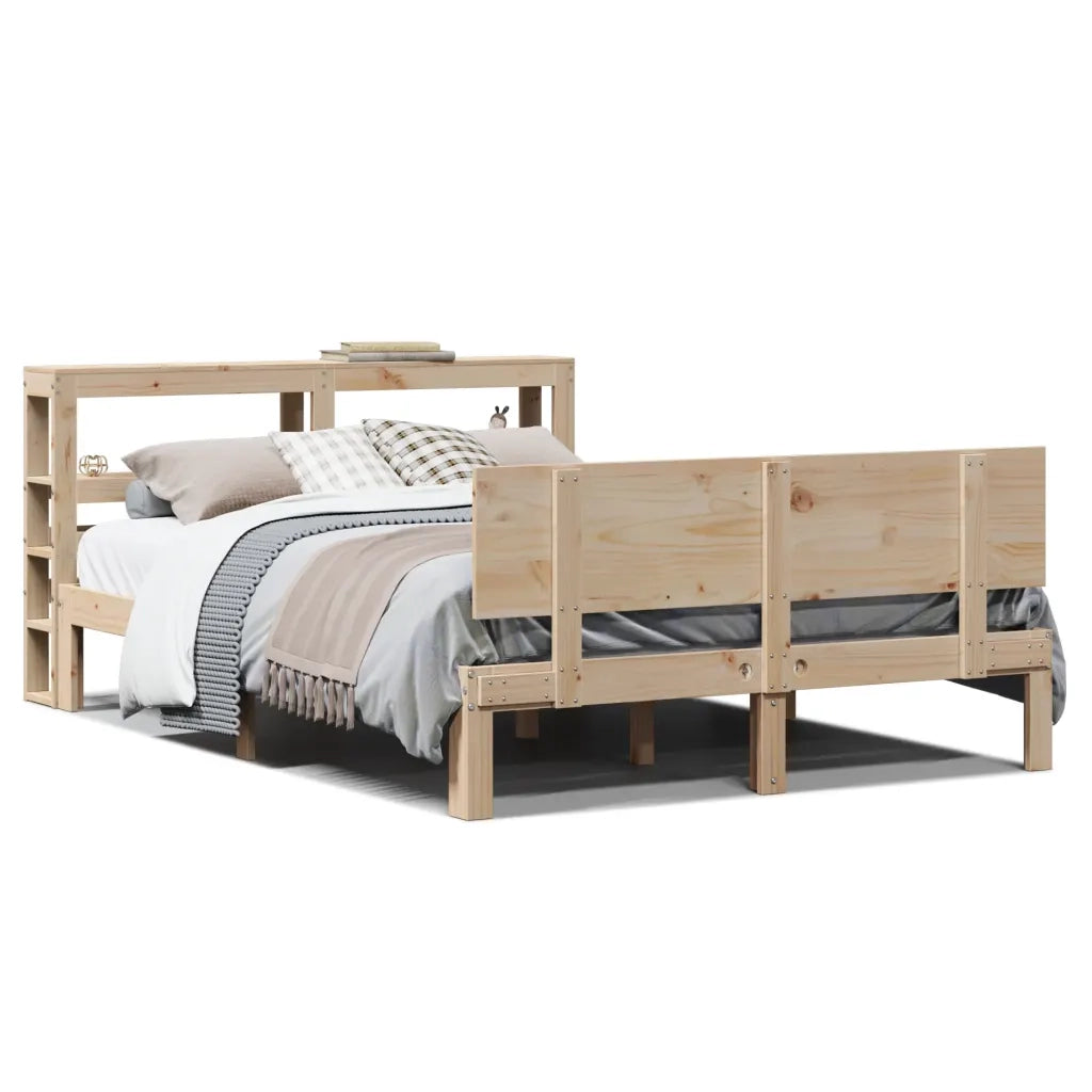 Letto matrimoniale | Letto per adulti | Giroletto con Testiera 120x190 cm in Legno Massello di Pino