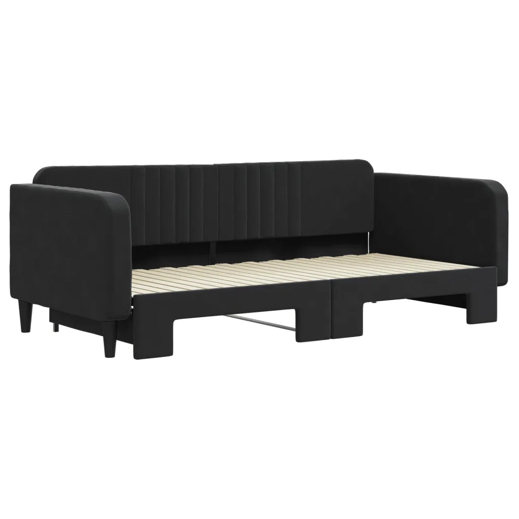 Divano letto | Sof¨¤ letto | Letto singolo Estraibile Nero 100x200 cm in Velluto