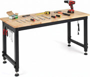Banco da Lavoro Officina 122 x 51 cm, Tavolo da Lavoro Regolabile in Altezza con Stazione di Ricarica e Pannello Forato, Banco da Saldatura in Metallo per Garage e Magazzino, Portata 900 kg