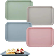 Piatto di servizio rettangolare, 4 pezzi, tablet di servizio, cassetto per alimenti, piatto di servizio decorativo, piatto di servizio mini, antiscivolo, riutilizzabile, per cucina, caffetteria, panetteria, 25 x 18 x 1,6 cm