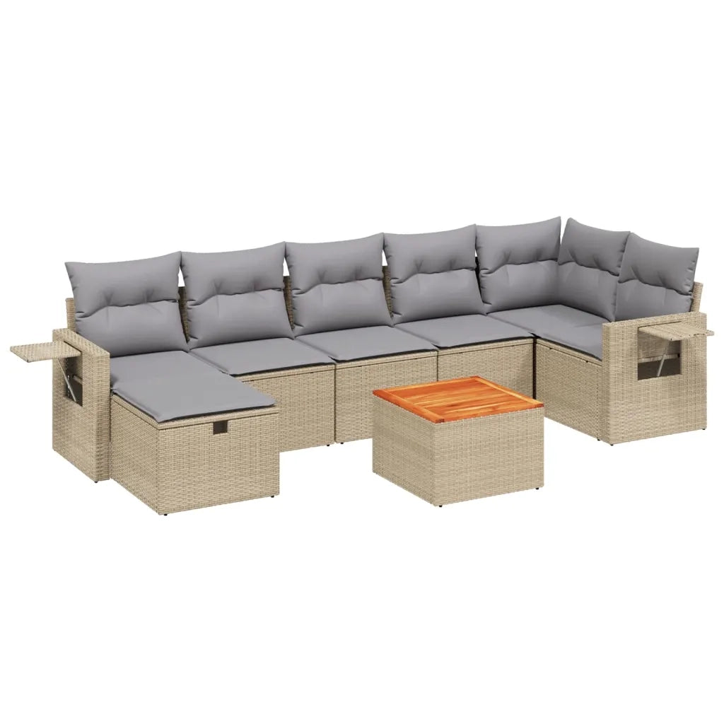 Set Divano da Giardino 8 pz con Cuscini Beige Misto Polyrattan 3264958