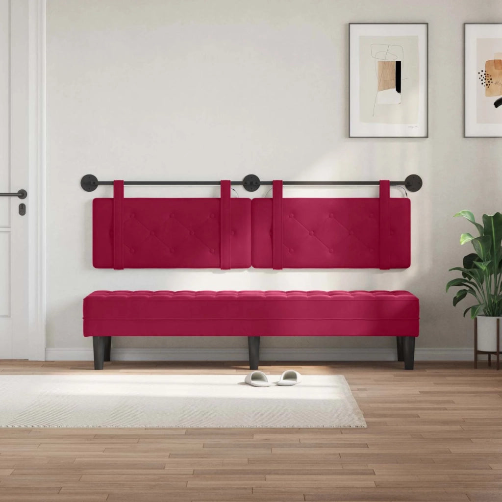 Testiera sospesa Con luce LED Rosso Vino Velluto 3424196
