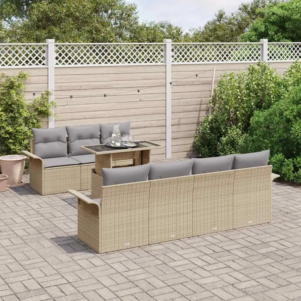 Set Divano da Giardino con cuscino 8 pcs Beige polyrattan 3348226