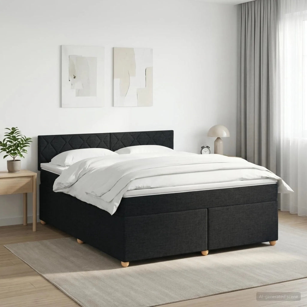 Letto box spring con materasso Nero 140 x 200 cm Tessuto 3450981