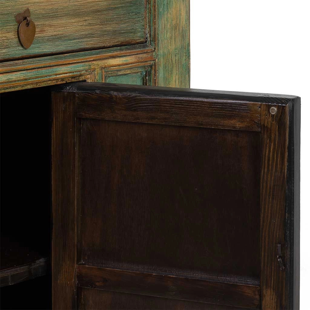 Mobile da ingresso in legno verde invecchiato 115x45x95h cm