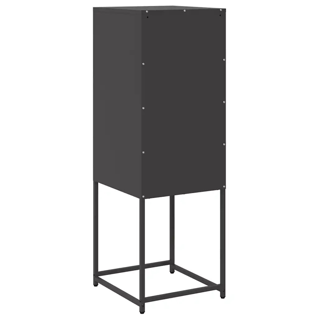 Credenza Nera 36x39x107 cm in Acciaio Laminato a Freddo 853398
