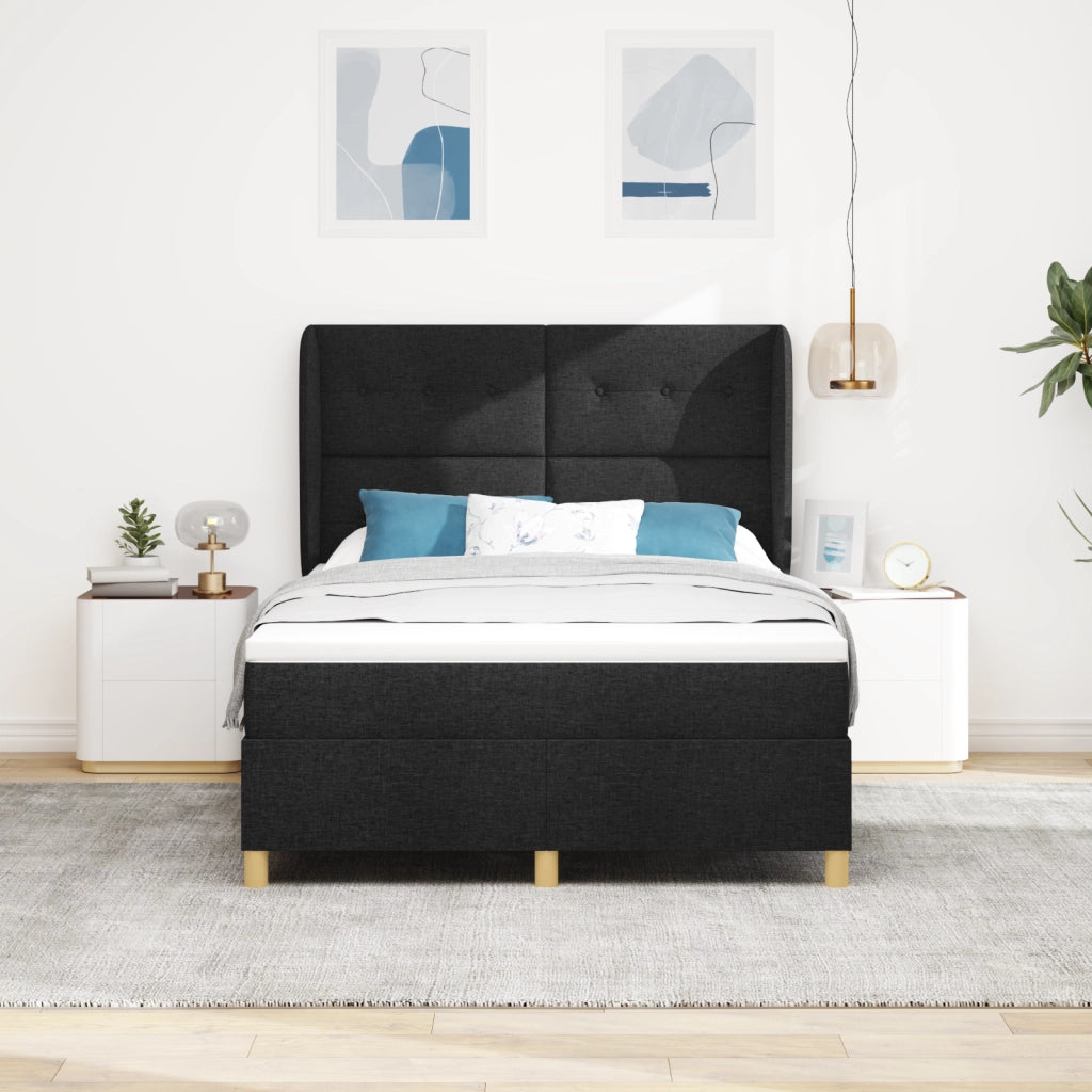 Letto Box Spring con Materasso Nero 140x200 cm