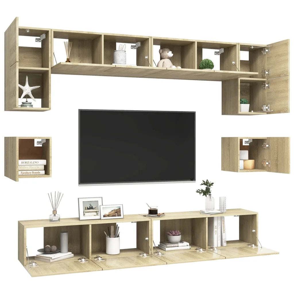 Set Porta TV 8 pz Rovere Sonoma in Truciolato cod mxl 20126