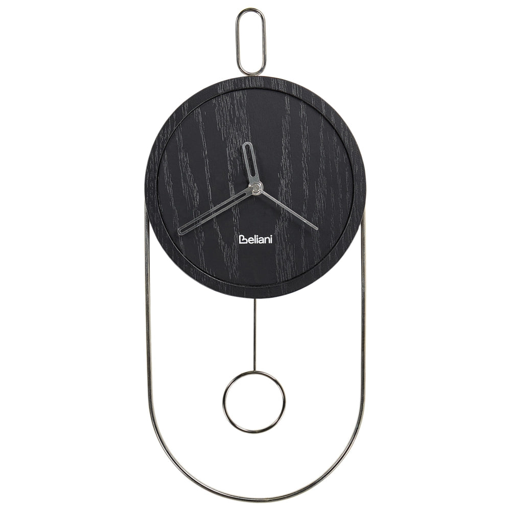 Orologio da parete in metallo MDF nero 20 x 45 cm Design senza numeri Pendolo Decorazione per il soggiorno