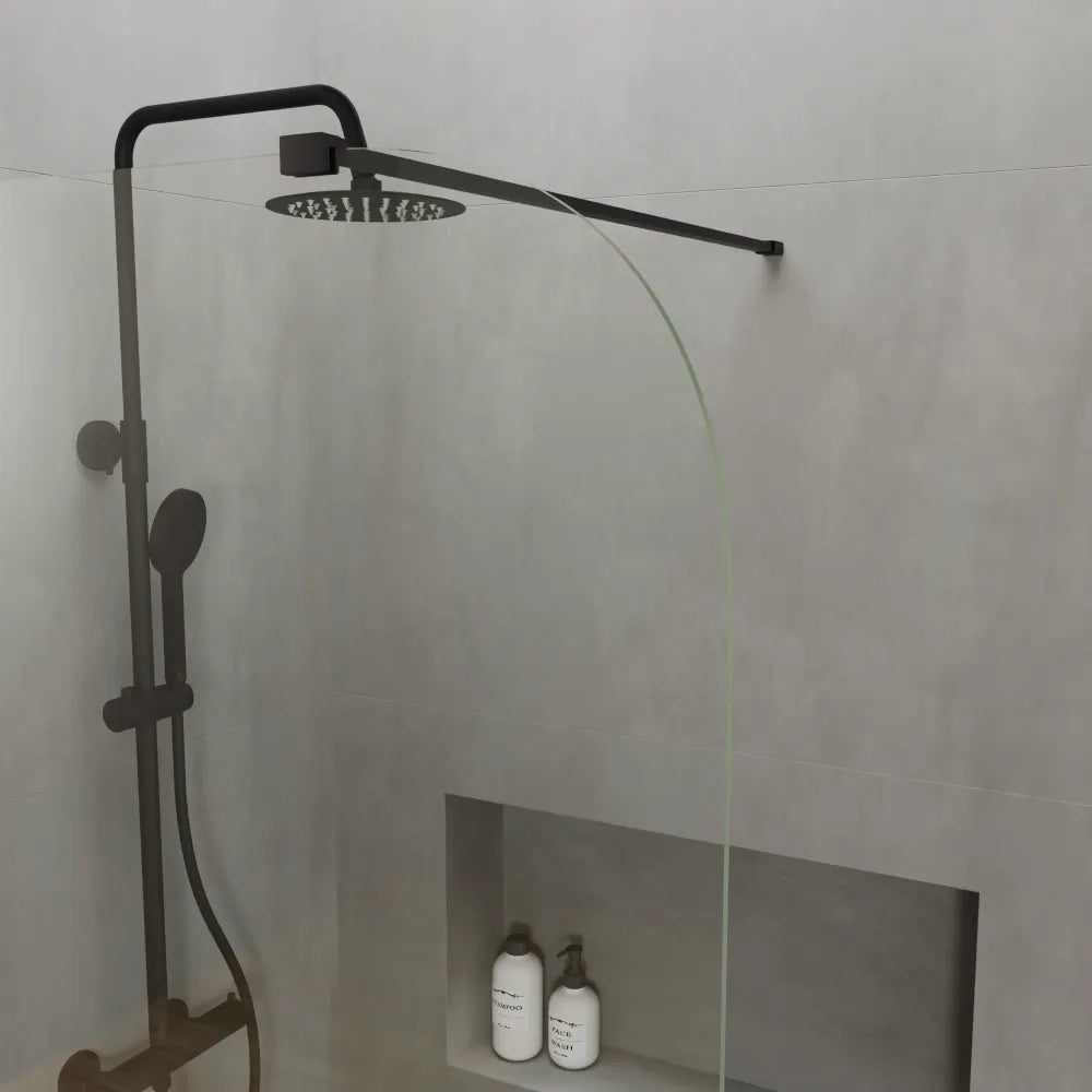 Doccia walk-in arco 120cm con profilo nero opaco vetro 8mm trasparente easy clean h200 | Senja