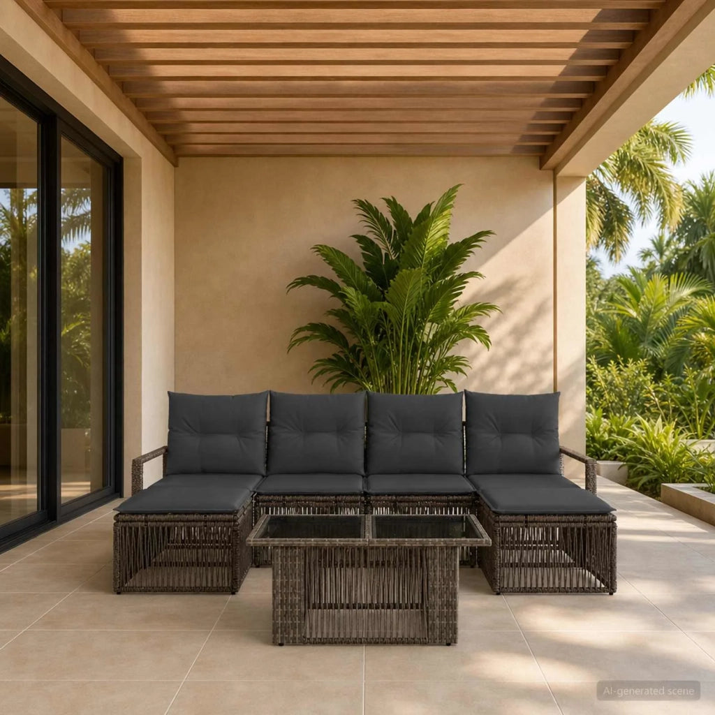 Set Divano da Giardino 7 pz Grigio e Grigio Scuro polyrattan 3437135