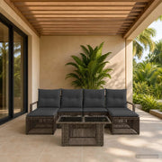 Set Divano da Giardino 7 pz Grigio e Grigio Scuro polyrattan 3437135