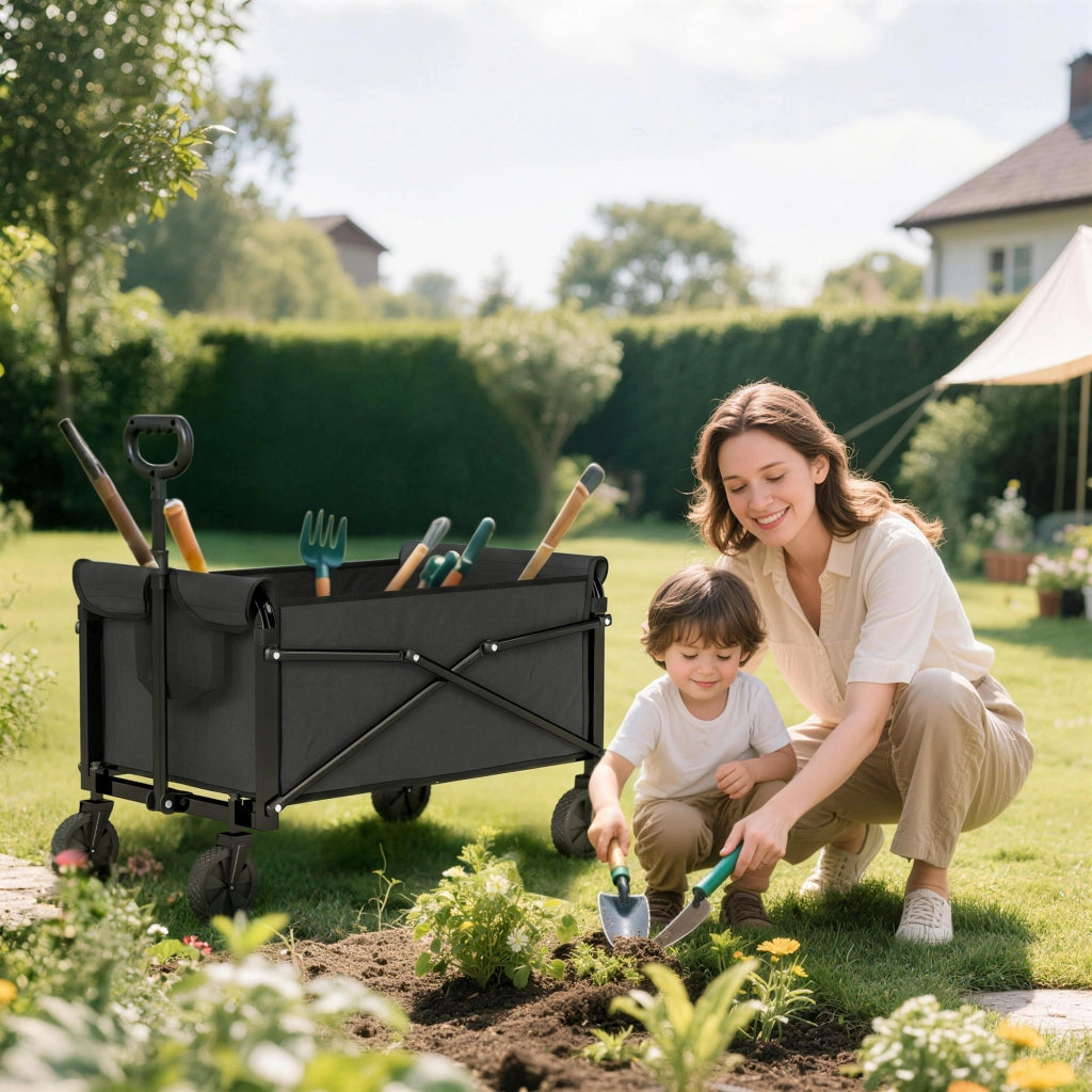 Carrello da giardino pieghevole 80L ¨C zephmum ¨C nero