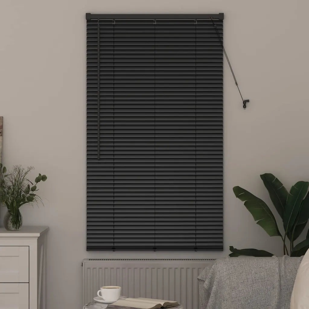 Tendaggi a Veneziana | Tenda a lamelle Nero 175 x 75 cm Alluminio