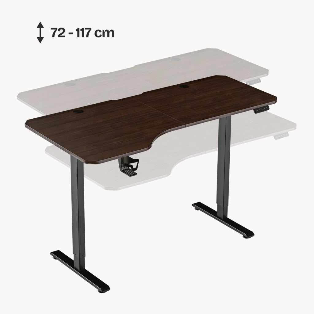 Scrivania 'Stryn' Regolabile in Altezza con Sollevamento Elettrico 160 x 60-75 Effetto Noce - pro.tec
