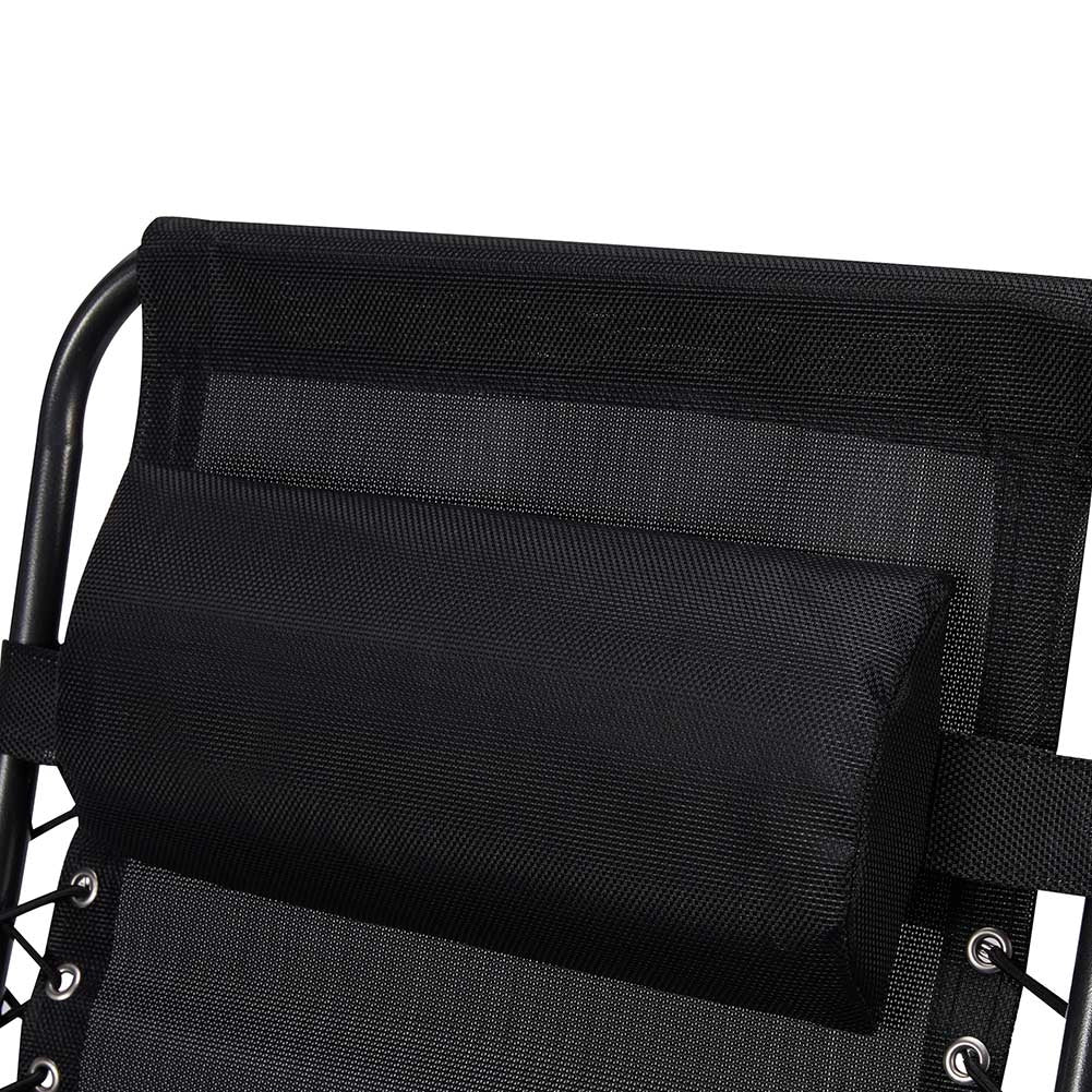 Sedia Sdraio Cordonata Gravità Zero Reclinabile Pieghevole Poggiatesta Nero