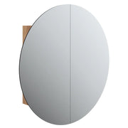 Armadio da Bagno con Specchio Rotondo e LED-Mobiletto a specchio Rovere 54x54x17,5cm