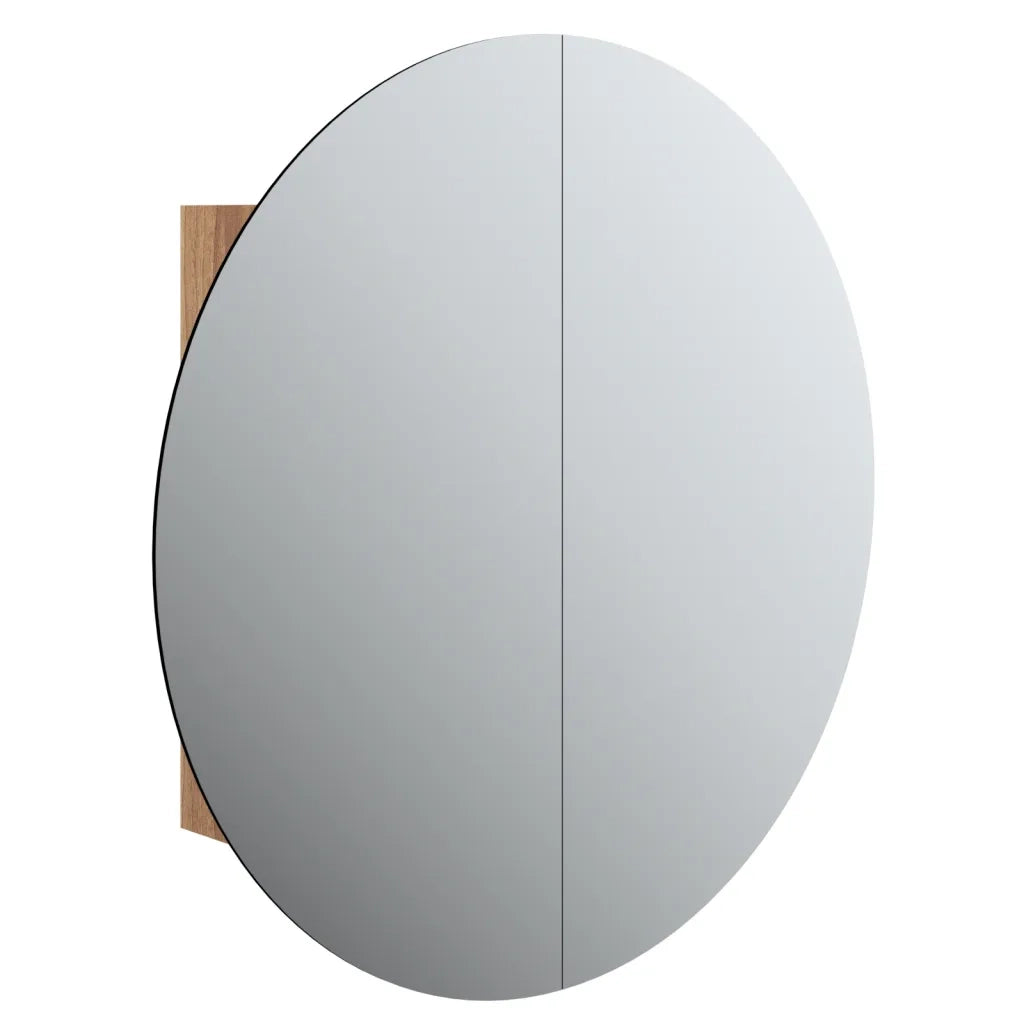 Armadio da Bagno con Specchio Rotondo e LED-Mobiletto a specchio Rovere 54x54x17,5cm