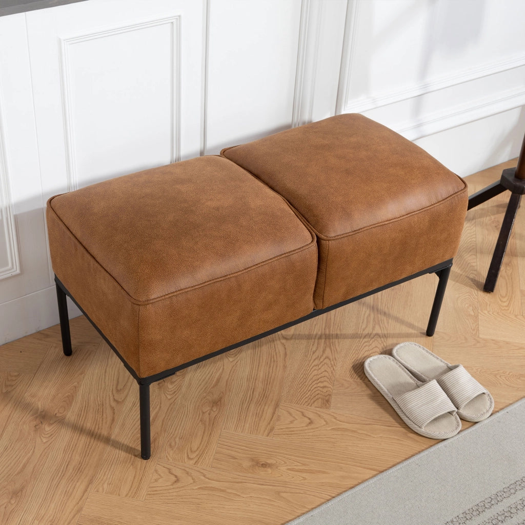 Pouf Piede Letto Imbottito Similpelle ¨C Minimal ¨C 80x40x46 cm Marrone
