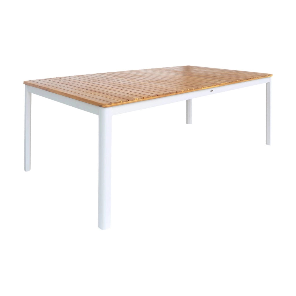 Set tavolo da giardino in acacia con angoli arrotondati con 10 sedie,