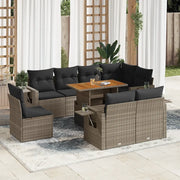Set Divano da Giardino 9 pz con Cuscini Grigio in Polyrattan 3327168