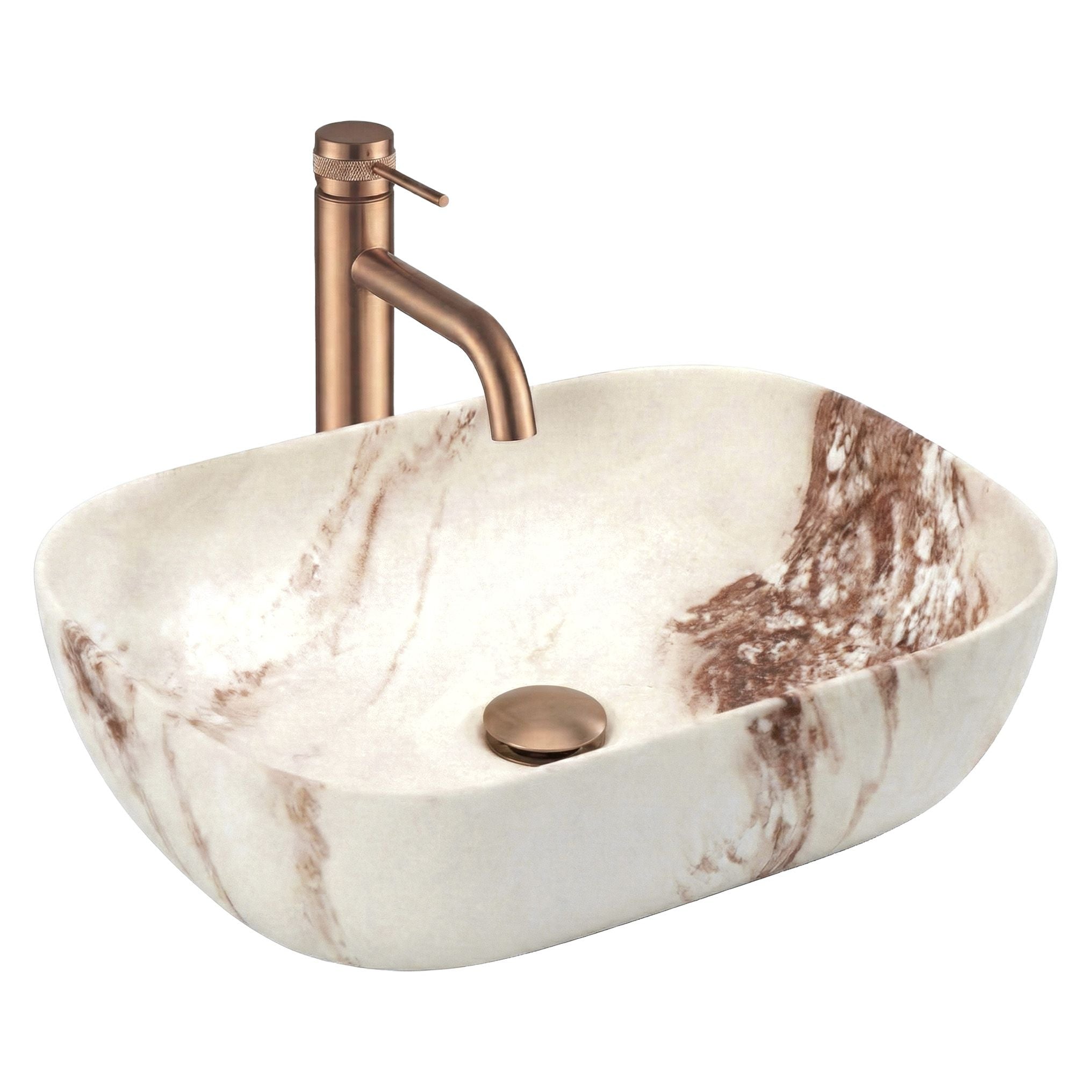 Lavabo Da Appoggio Rea Belinda Marrone Matt