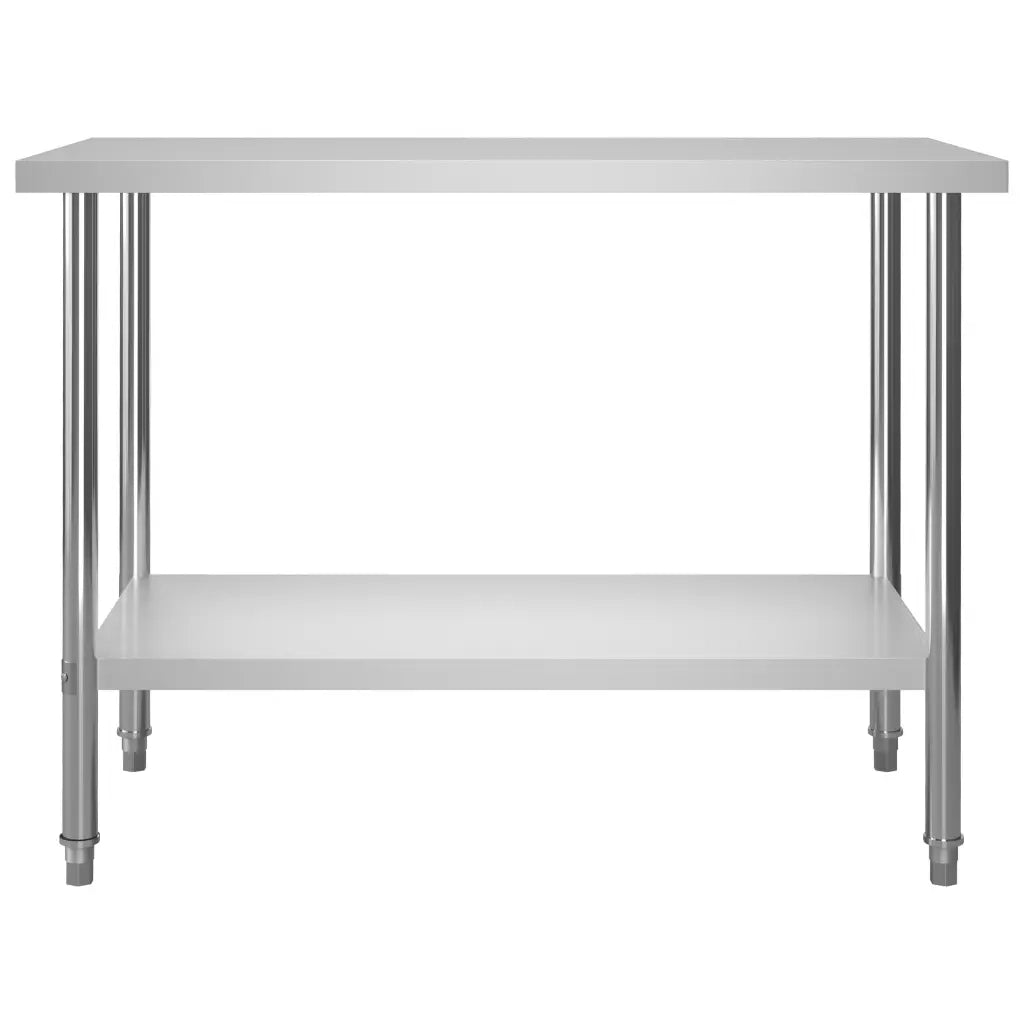 Tavolo Lavoro Cucina con Mensola-Piano di Lavoro Cucina 120x60x120 cm in Acciaio Inox 698494