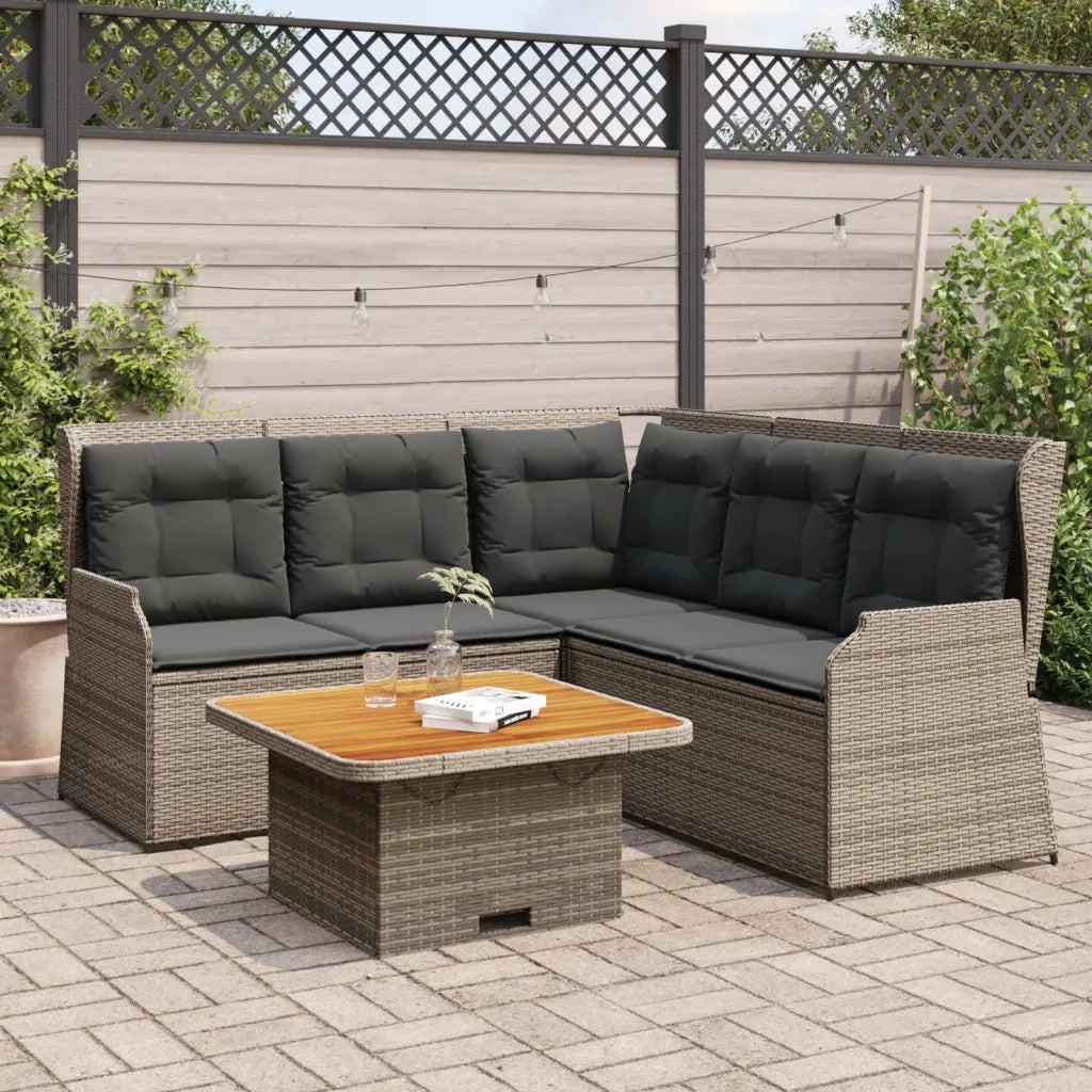 Set Divani da Giardino 4 pz con Cuscini in Polyrattan Grigio 3262146