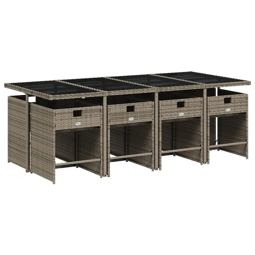 Set da pranzo da giardino da 9 pz con Cuscini in Polyrattan Grigio 3277872