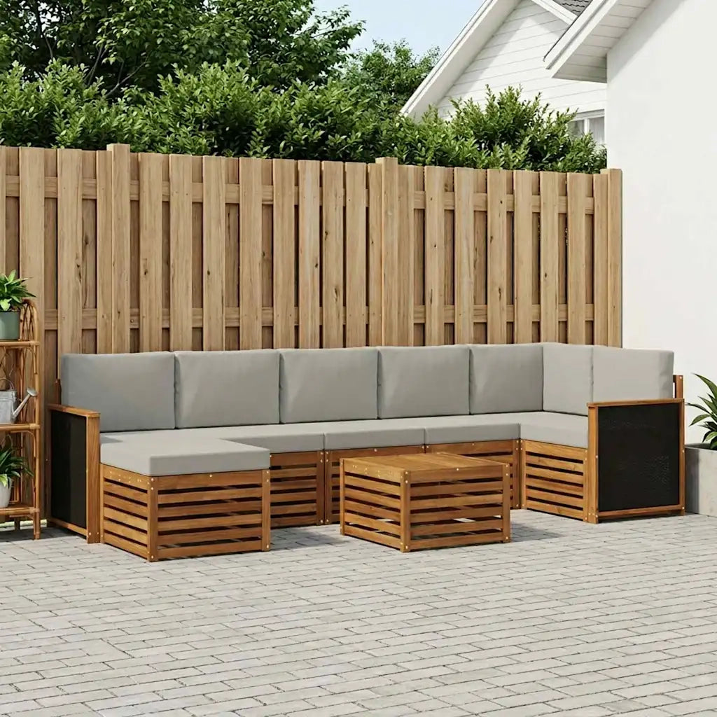 Set di divani da esterno 7 pcs Naturale e Grigio Chiaro 3384642