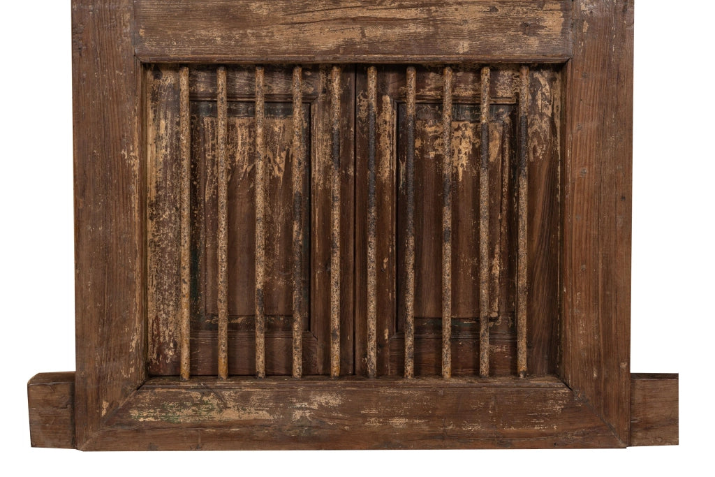 Biscottini Finestra finestrina grata in legno massello e in ferro antica e vecchia medievale con telaio da interno o da esterno