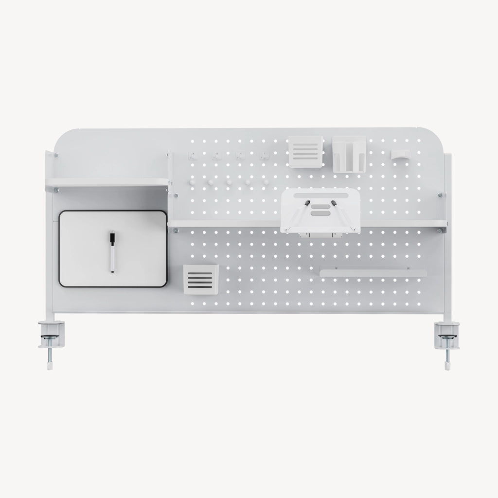 Organizzatore Sauda Pannello Forato da Scrivania con Morsetti 114x68 cm - Bianco [en.casa]