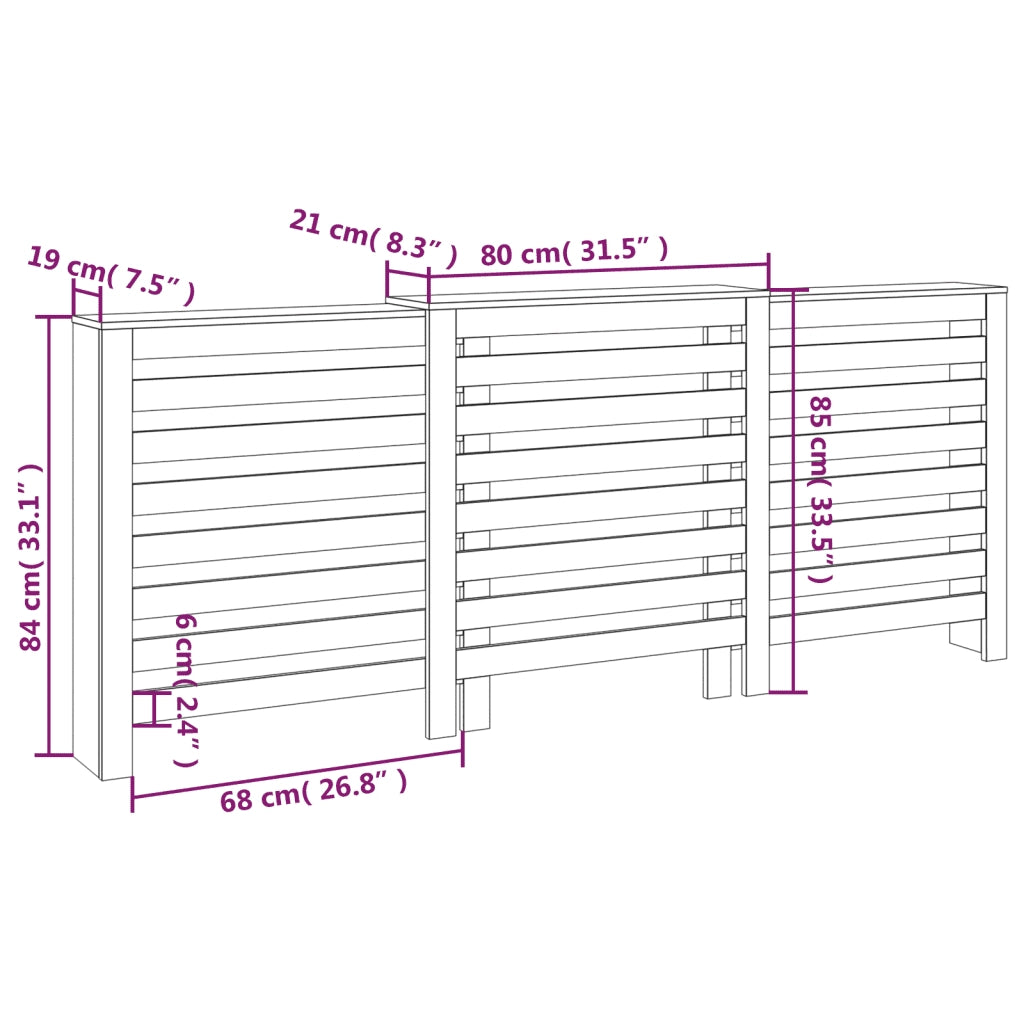 Copertura Termosifone Bianca 210x21x85 cm Legno Massello Pino cod mxl 71096